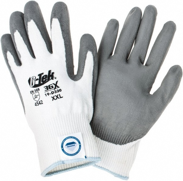Cut, Puncture & Abrasion-Resistant Gloves: G-Tek 19-D330, Size 2X-Large, ANSI Cut A4, ANSI Puncture 2, Polyurethane, Dyneema Diamond