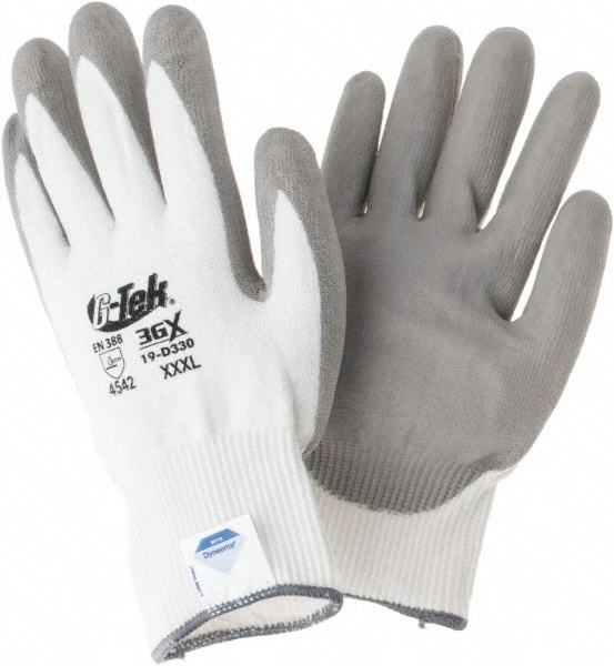 Cut, Puncture & Abrasion-Resistant Gloves: G-Tek 19-D330, Size 3X-Large, ANSI Cut A4, ANSI Puncture 2, Polyurethane, Dyneema Diamond