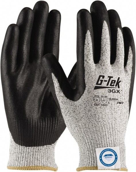 Cut, Puncture & Abrasion-Resistant Gloves: G-Tek 3GX 19-D334, Size Large, ANSI Cut A3, ANSI Puncture 2, Nitrile, Dyneema Diamond