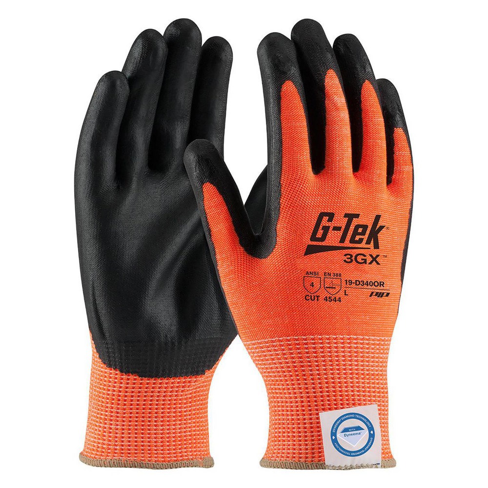 Cut, Puncture & Abrasion-Resistant Gloves: G-Tek 3GX 19-D340OR, Size Medium, ANSI Cut A4, ANSI Puncture 4, Nitrile, Dyneema Diamond