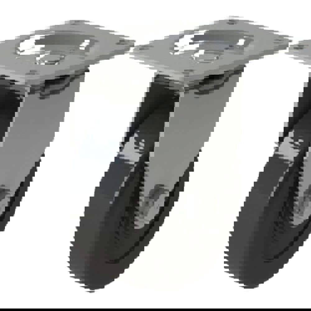 Rigid Top Plate Caster: Soft Rubber, 4