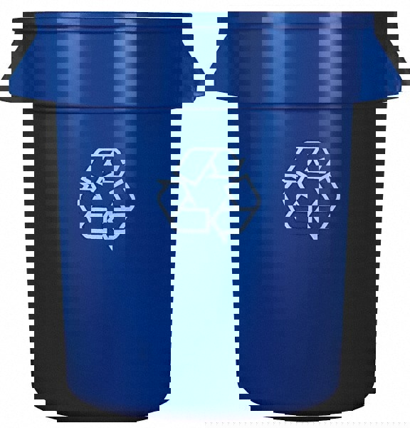 Recycling Container: 20 gal, Round, Blue