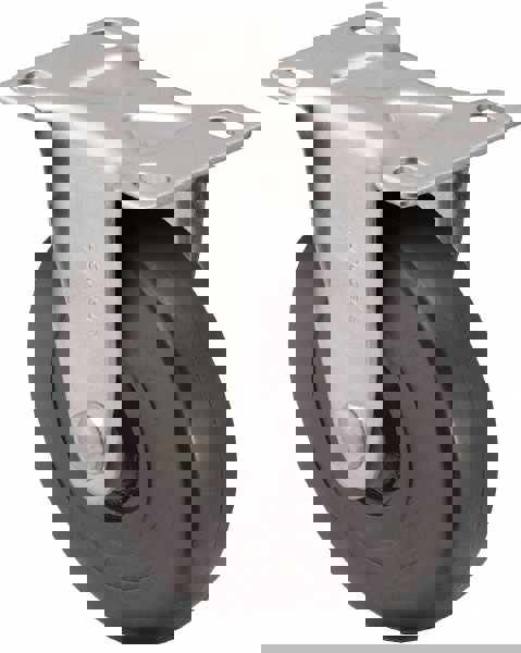 Rigid Top Plate Caster: Hard Rubber, 5