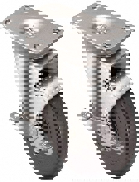 Swivel Top Plate Caster: Soft Rubber, 3