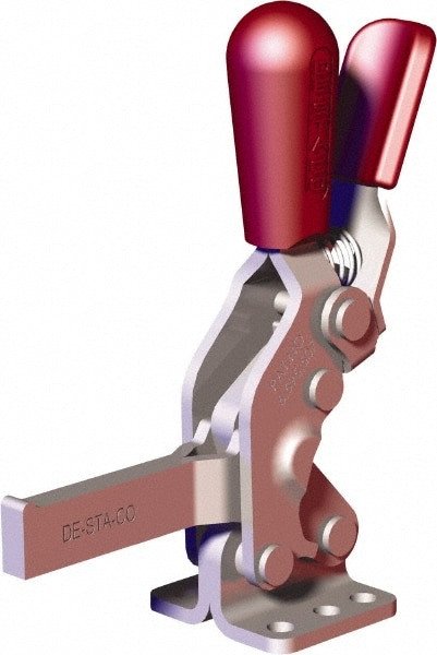 Manual Hold-Down Toggle Clamp: Vertical, 606.98 lb Capacity, Solid Bar, Flanged Base