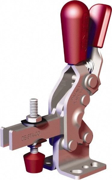 Manual Hold-Down Toggle Clamp: Vertical, 606.98 lb Capacity, U-Bar, Flanged Base