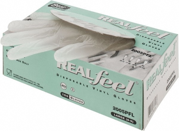 Disposable Glove: Size Large, 5.0 mil, Vinyl Coated, Vinyl, Food Grade, Powder-Free