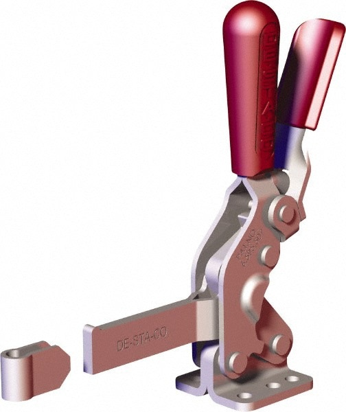 Manual Hold-Down Toggle Clamp: Vertical, 1,000.4 lb Capacity, Solid Bar, Flanged Base