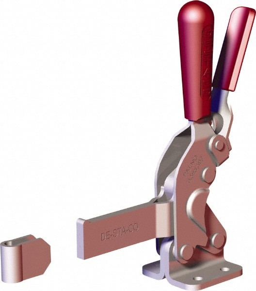 Manual Hold-Down Toggle Clamp: Vertical, 1,400.56 lb Capacity, Solid Bar, Flanged Base