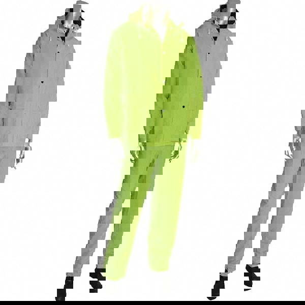 Rain Suit with Pants: Size Medium, Non-Hazardous Protection, High-Visibility Green, Polyester & PVC