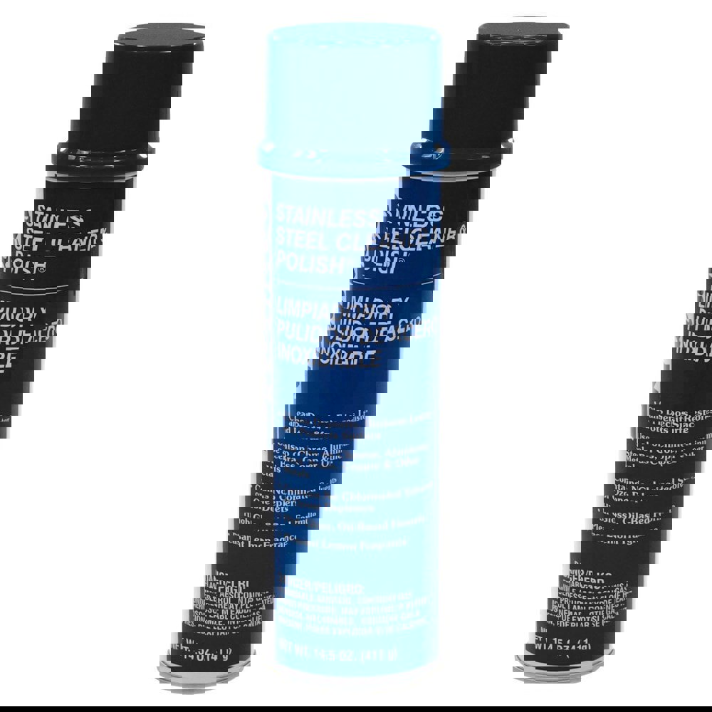 Stainless Steel Cleaner & Polish: 15 fl oz Aerosol Can, Mild, Lemon Scent