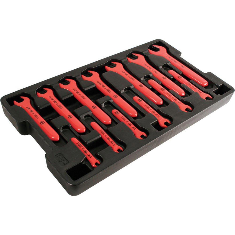 Wrench Sets; System Of Measurement: Inch ; Container Type: Blow-Molded Case ; Wrench Size: 1/4 in; 5/16 in; 3/8 in; 7/16 in; 1/2 in; 9/16 in; 5/8 in; 11/16 in; 3/4 in; 13/16 in; 7/8 in; 15/16 in; 1 in ; Material: Vanadium Steel ; Overall Length: 11.5 in