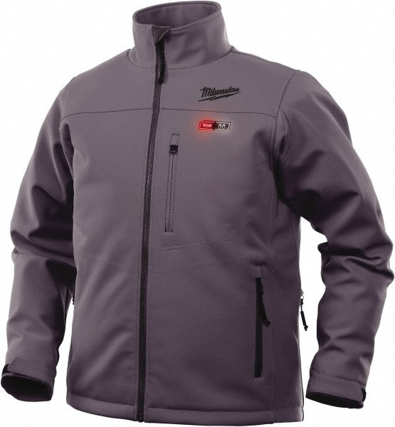 Heated Jacket: Size Large, Gray, Polyester