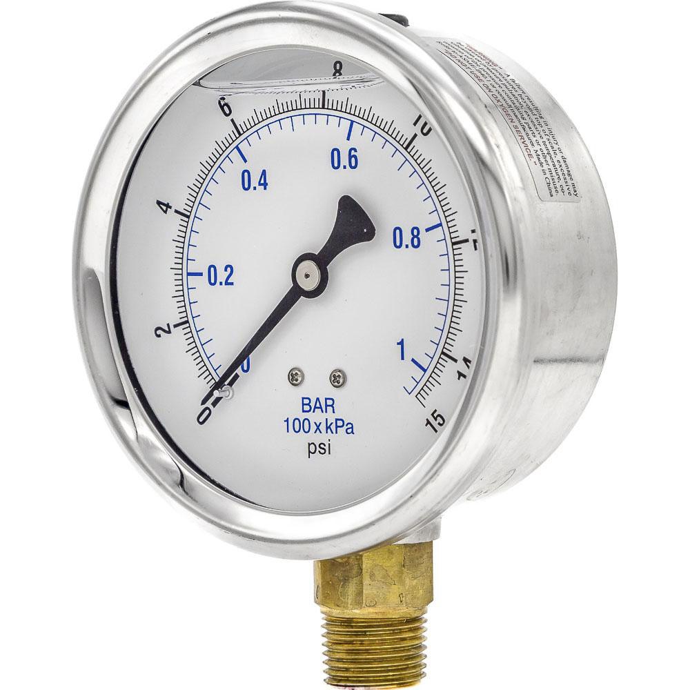 Pressure Gauges; Gauge Type: Industrial Pressure Gauges ; Scale Type: Dual ; Accuracy (%): 2-1-2% ; Dial Type: Analog ; Thread Type: NPT ; Bourdon Tube Material: Bronze