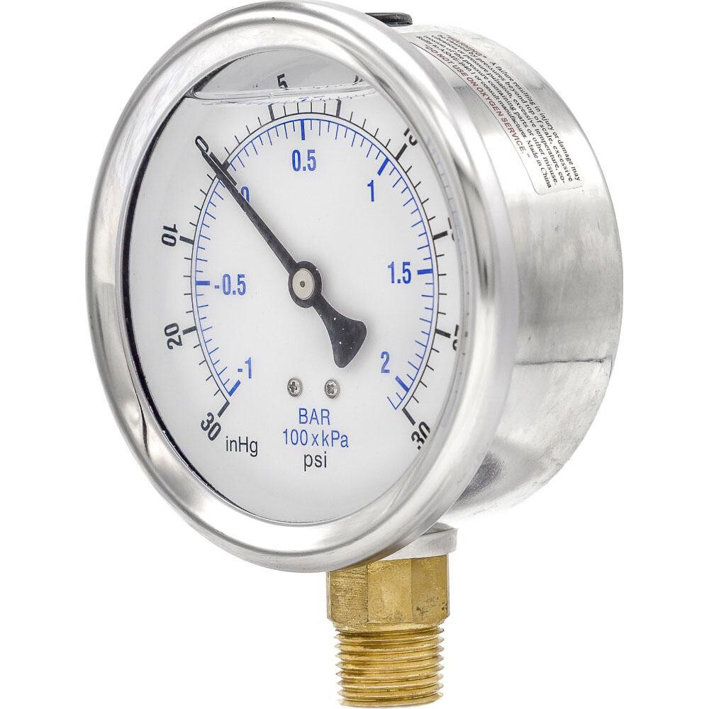 Pressure Gauges; Gauge Type: Industrial Pressure Gauges ; Scale Type: Dual ; Accuracy (%): 2-1-2% ; Dial Type: Analog ; Thread Type: NPT ; Bourdon Tube Material: Bronze