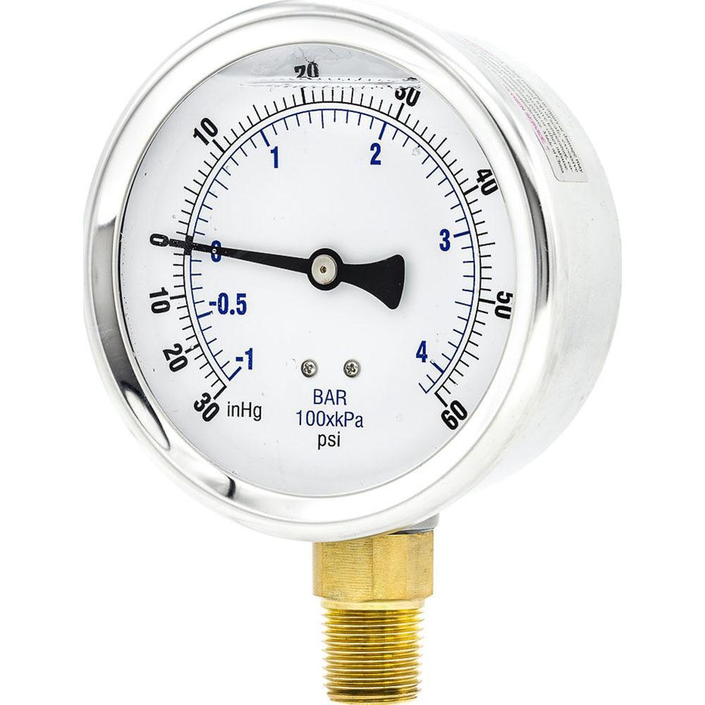 Pressure Gauges; Gauge Type: Industrial Pressure Gauges ; Scale Type: Dual ; Accuracy (%): 2-1-2% ; Dial Type: Analog ; Thread Type: NPT ; Bourdon Tube Material: Bronze