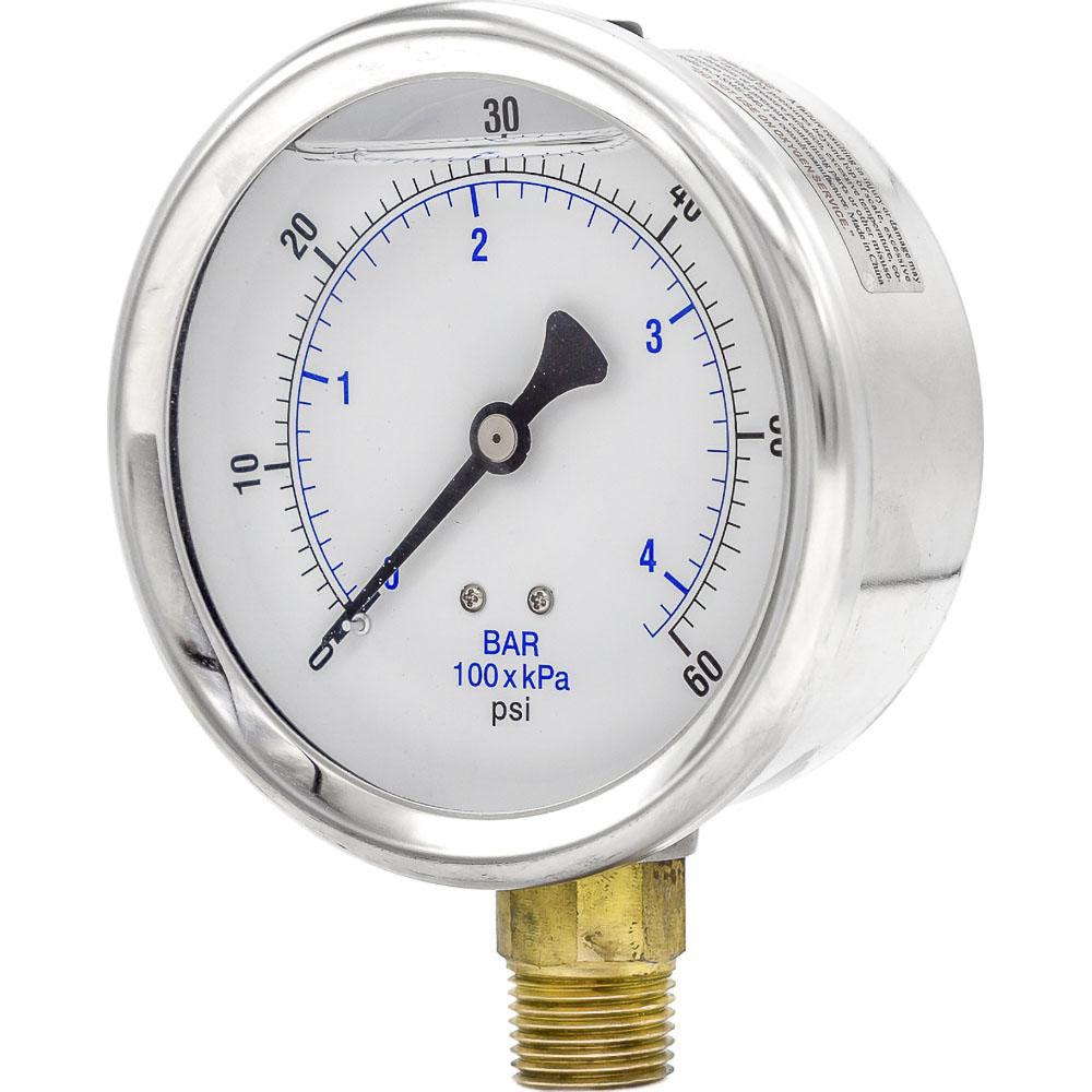 Pressure Gauges; Gauge Type: Industrial Pressure Gauges ; Scale Type: Dual ; Accuracy (%): 2-1-2% ; Dial Type: Analog ; Thread Type: NPT ; Bourdon Tube Material: Bronze