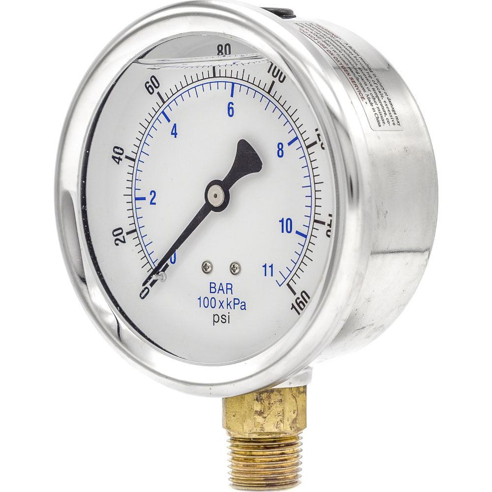 Pressure Gauges; Gauge Type: Industrial Pressure Gauges ; Scale Type: Dual ; Accuracy (%): 2-1-2% ; Dial Type: Analog ; Thread Type: NPT ; Bourdon Tube Material: Bronze