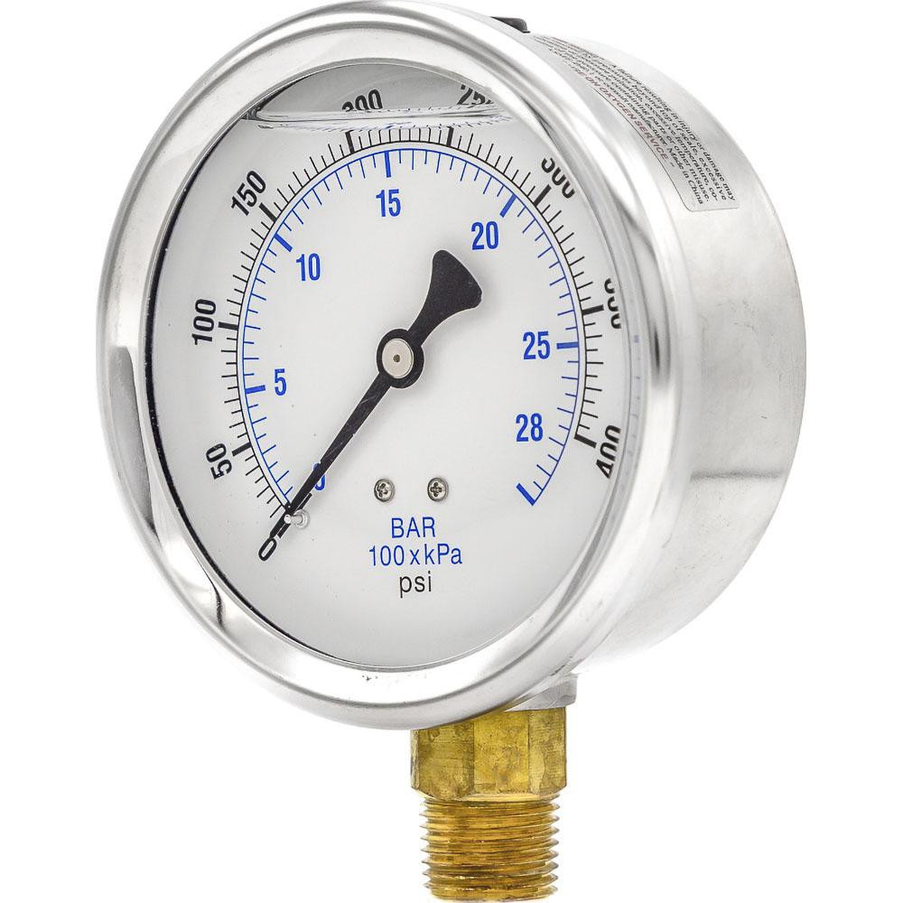 Pressure Gauges; Gauge Type: Industrial Pressure Gauges ; Scale Type: Dual ; Accuracy (%): 2-1-2% ; Dial Type: Analog ; Thread Type: NPT ; Bourdon Tube Material: Bronze