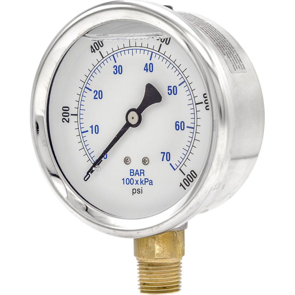 Pressure Gauges; Gauge Type: Industrial Pressure Gauges ; Scale Type: Dual ; Accuracy (%): 2-1-2% ; Dial Type: Analog ; Thread Type: NPT ; Bourdon Tube Material: Bronze