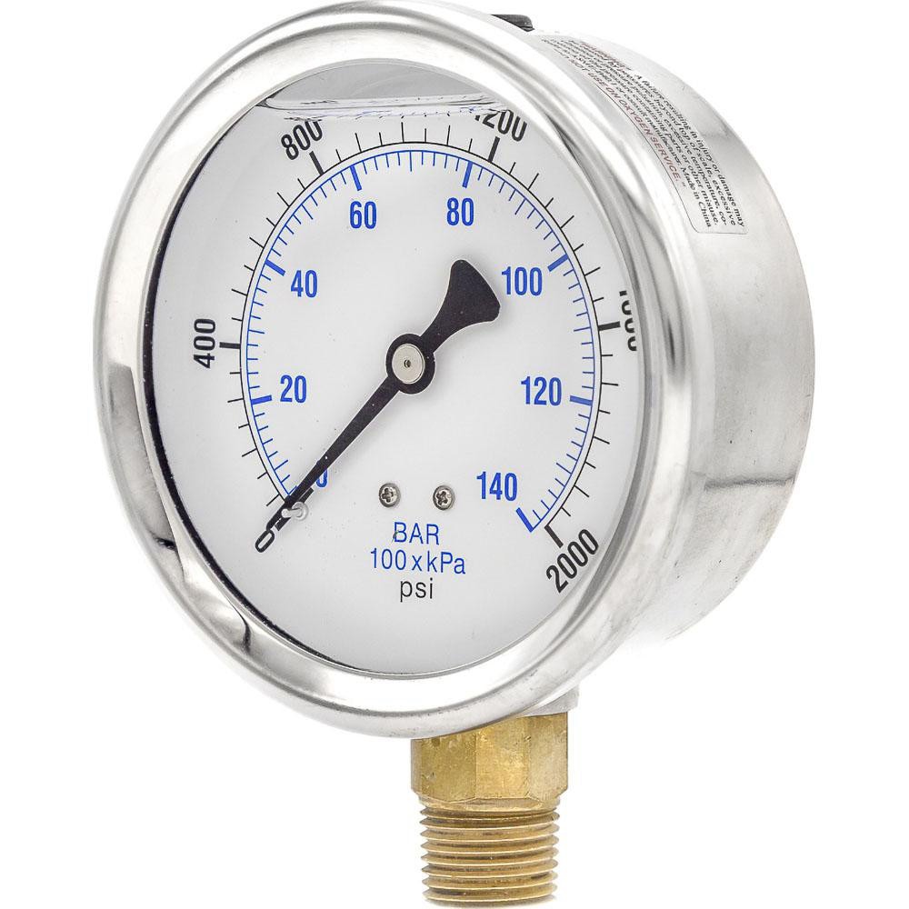 Pressure Gauges; Gauge Type: Industrial Pressure Gauges ; Scale Type: Dual ; Accuracy (%): 2-1-2% ; Dial Type: Analog ; Thread Type: NPT ; Bourdon Tube Material: Bronze