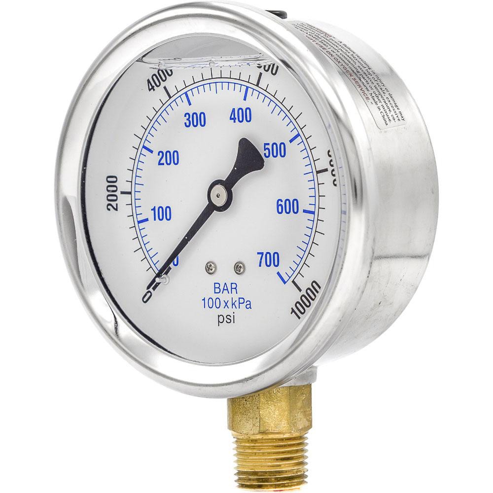Pressure Gauges; Gauge Type: Industrial Pressure Gauges ; Scale Type: Dual ; Accuracy (%): 2-1-2% ; Dial Type: Analog ; Thread Type: NPT ; Bourdon Tube Material: Bronze