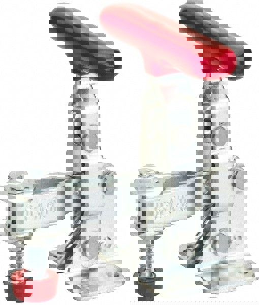 Manual Hold-Down Toggle Clamp: Vertical, 100 lb Capacity, U-Bar, Flanged Base