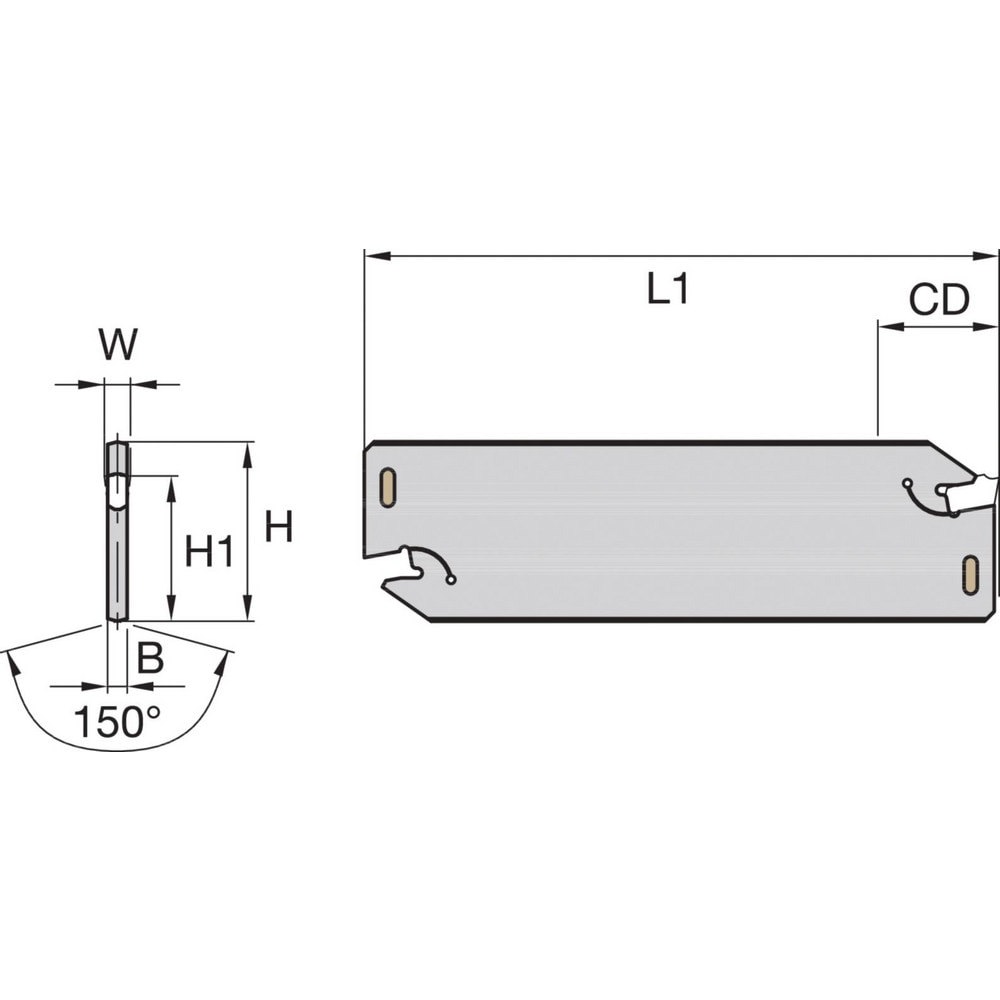 Indexable Cut-Off Blades; End Type: Double-Ended ; Cutting Direction: Neutral ; Hand: Neutral ; Blade Height (mm): 26.00 ; Blade Width (mm): 3.10 ; Blade Overall Length (mm): 110.00