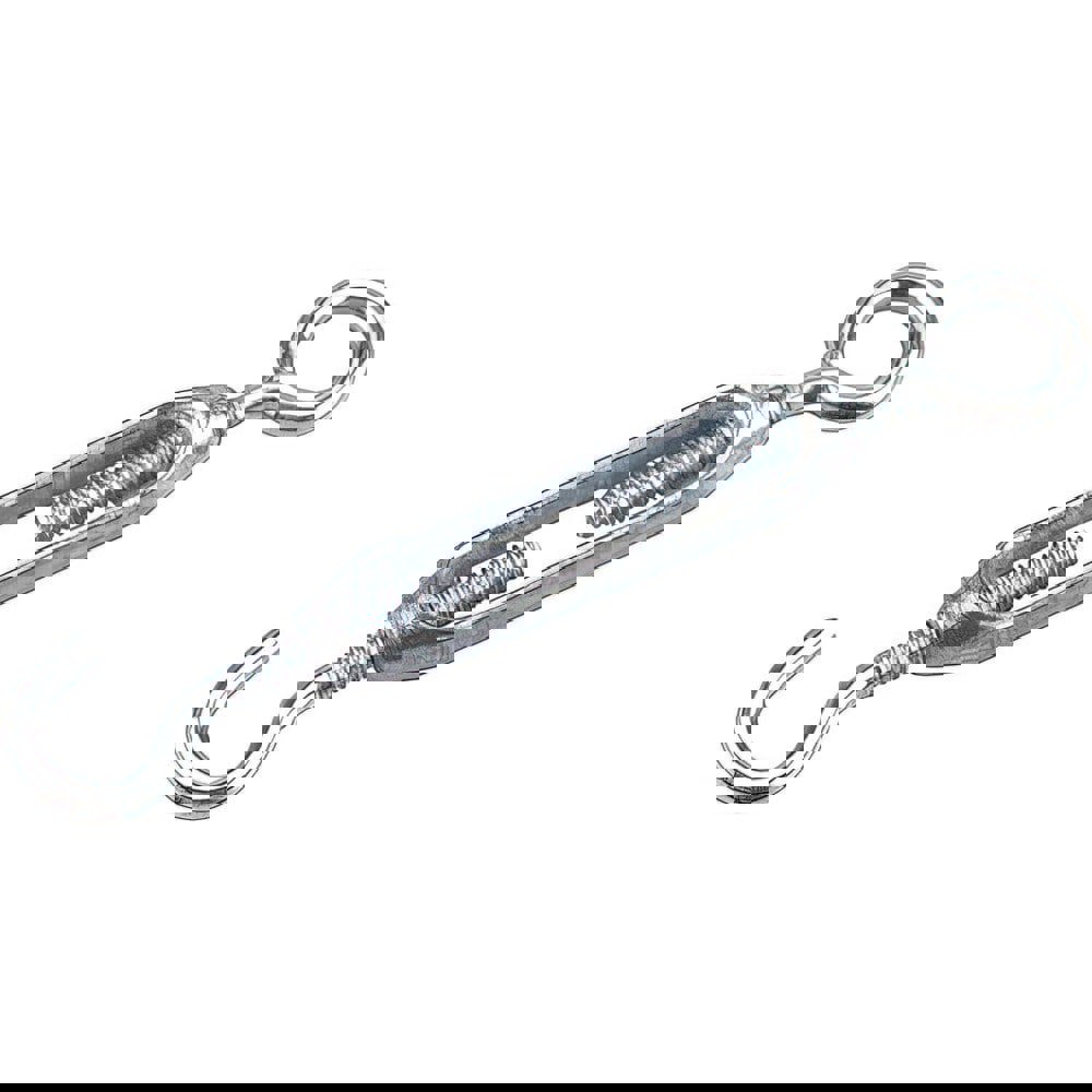 Turnbuckles; Turnbuckle Type: Hook & Eye ; Working Load Limit: 55 lb ; Thread Size: 3/16 in ; Turn-up: 5.5in ; Closed Length: 4.51in ; Material: Steel