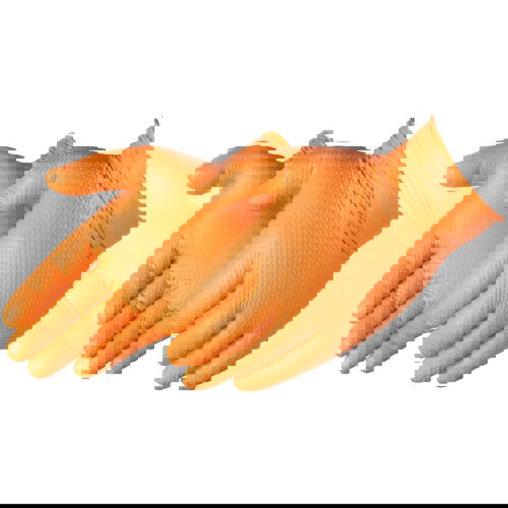 Disposable/Single Use Gloves; Primary Material: Nitrile ; Thickness (mil): 8 ; Grip Surface: Diamond Textured ; Grade: Industrial ; Glove Size: 2X-Large ; Color: Orange