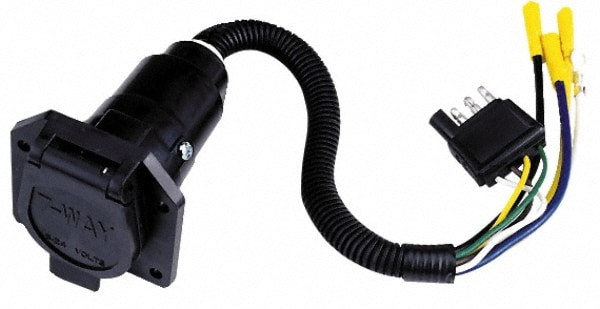 Automotive Wiring Connectors; Product Type: Wiring Adapter ; Fits Vehicle Make: Universal ; Material: Plastic ; Description: 4-Flat To 6-Way Connector Plug Assembly ; Number Of Pins: 4 ; Wire Length (Inch): 36