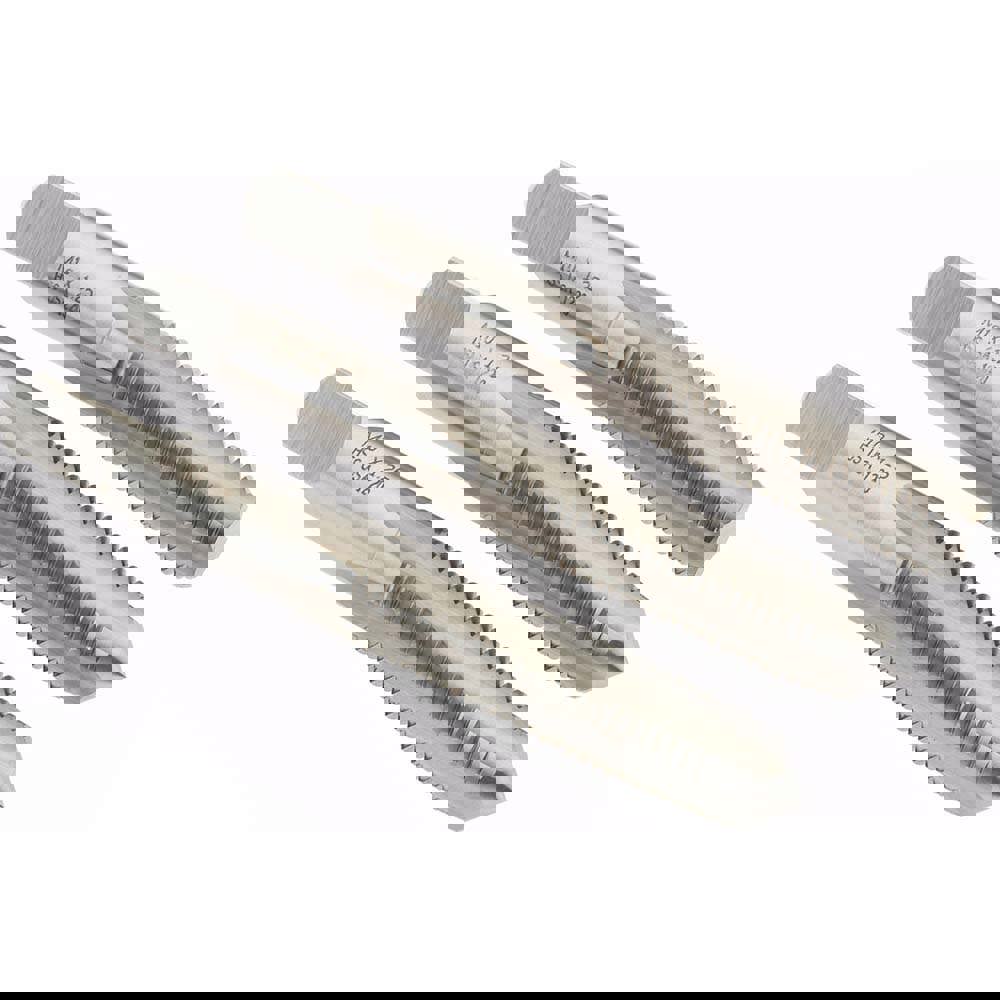 Tap Set: M10 x 1.25 Metric Fine, 4 Flute, Bottoming Plug & Taper, High Speed Steel, Bright Finish