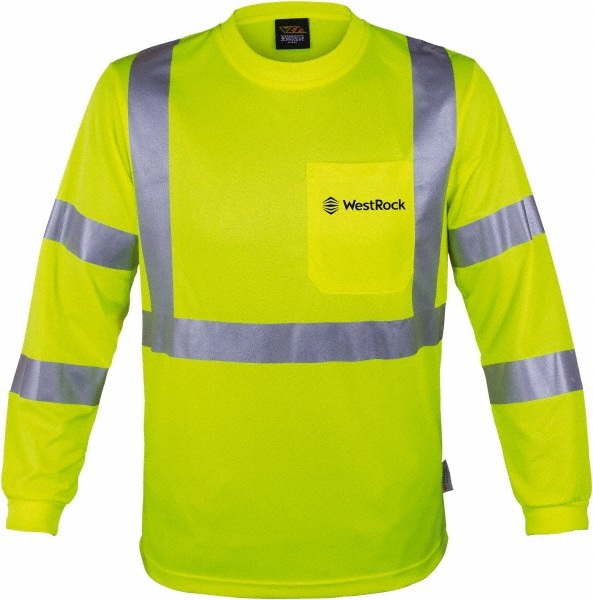 Work Shirt: High-Visibility, 2X-Large, Polyester, High-Visibility Lime, 1 Pocket