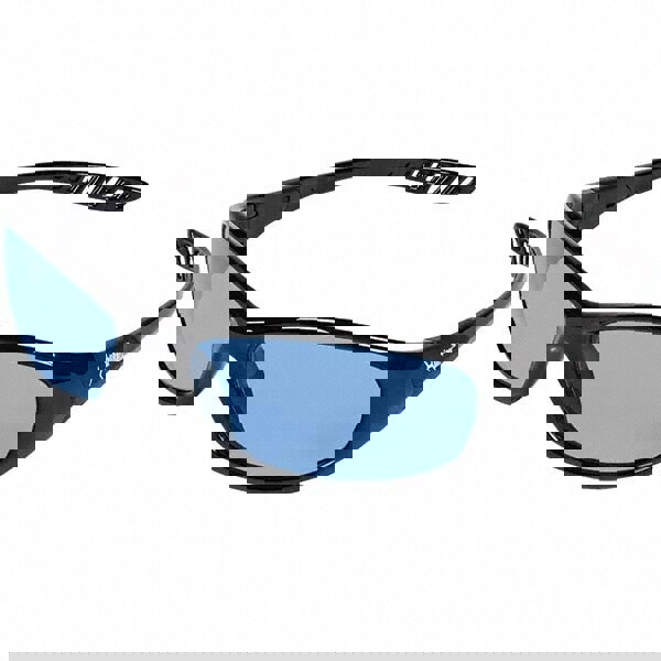 Safety Glass: Scratch-Resistant, Polycarbonate, Light Blue Lenses, Full-Framed, UV Protection