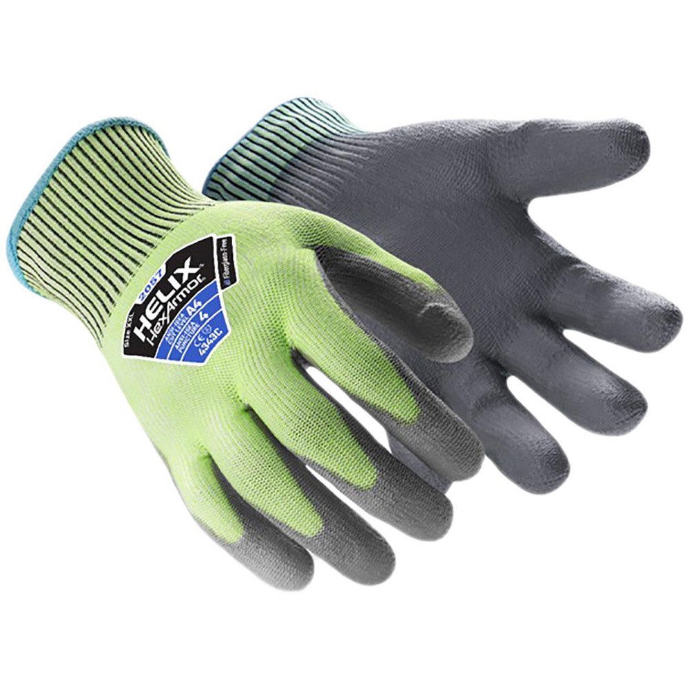 Cut-Resistant Gloves: Size 3XL, ANSI Cut A4, Polyurethane, HPPE