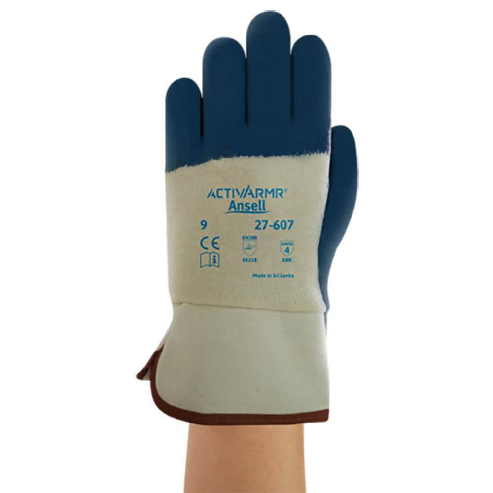 Work Gloves: Activarmr 27-607, Size Large, Nitrile-Coated Cotton Jersey, Industrial