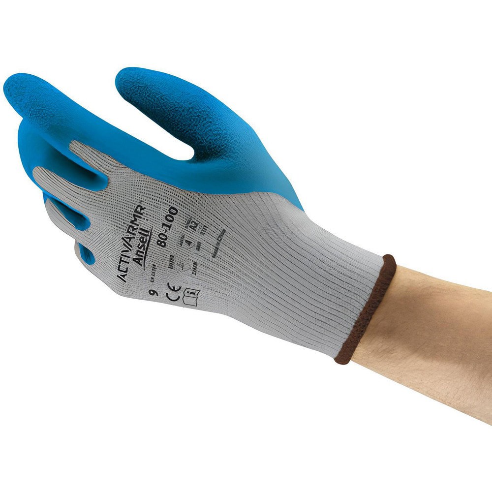 Series 80-100 General Purpose Work Gloves: Large, Rubber-Coated Cotton Blend