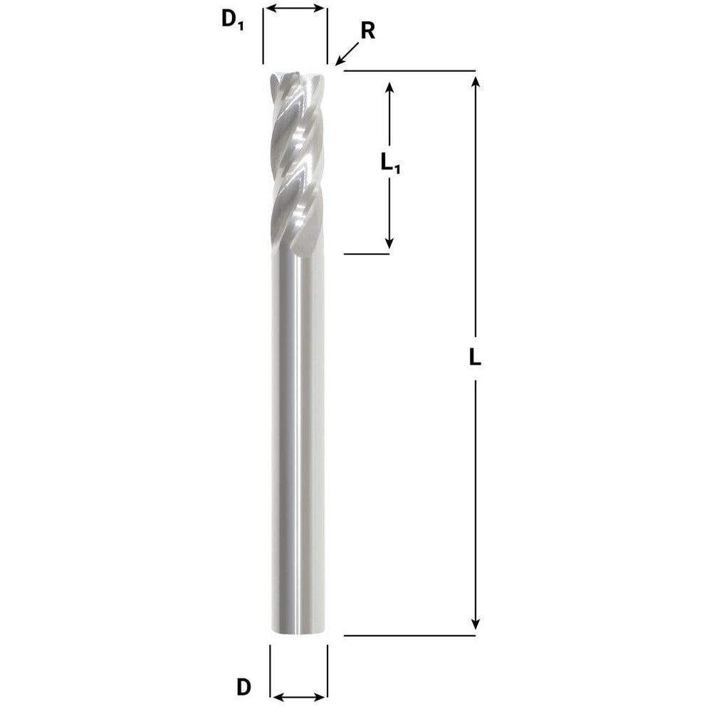 Corner Radius & Corner Chamfer End Mills; Mill Diameter (Inch): 3/4 ; Mill Diameter (Decimal Inch): 0.7500 ; Number Of Flutes: 4 ; Length of Cut (Inch): 1-1/2 ; Single Or Double End: Single ; End Mill Material: Solid Carbide
