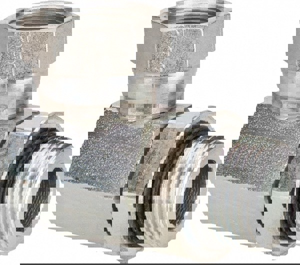 Industrial Pipe 90 &deg; Elbow Adapter: 3/4-14 Female Thread, 1-1/16-12 Male Thread, FNPSM x Male Straight Thread O-Ring