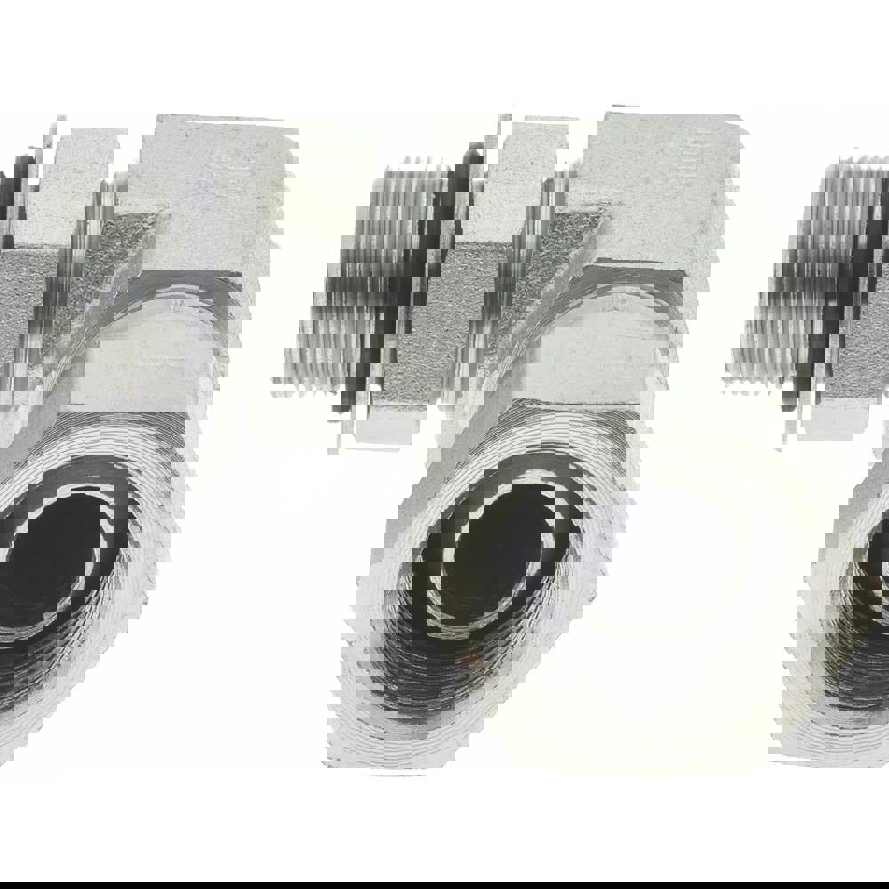 Industrial Pipe 90 &deg; Elbow Adapter: 3/8-18 Female Thread, 9/16-18 Male Thread, FNPSM x Male Straight Thread O-Ring