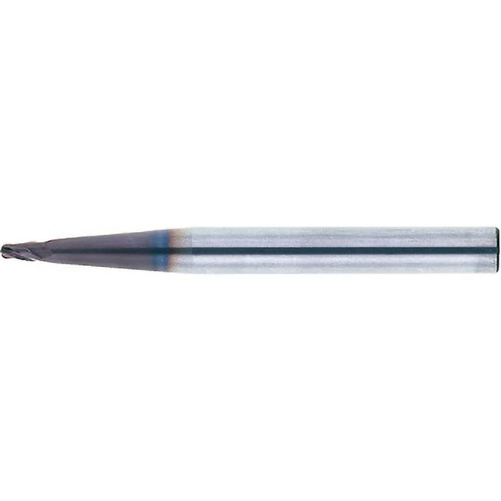 Tapered End Mills; Mill Diameter (Decimal Inch): 0.0394 ; Mill Diameter (mm): 1.00 ; Length of Cut (mm): 2.0000 ; Taper Angle Per Side: 2.00 ; End Mill Material: Solid Carbide ; End Shape: Ball