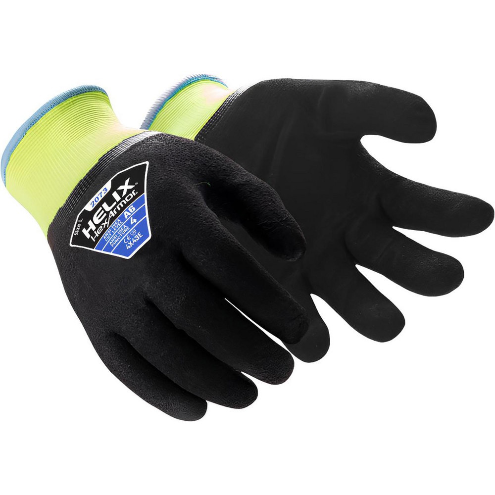 Cut & Puncture-Resistant Gloves: Size 2XL, ANSI Cut A6, ANSI Puncture 4, Abrasion Level 4, Sandy Nitrile, Acrylic & Fiberglass Blend