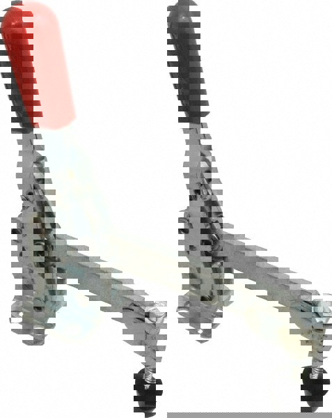 Manual Hold-Down Toggle Clamp: Vertical, 500 lb Capacity, Solid Bar, Flanged Base