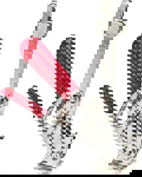 Manual Hold-Down Toggle Clamp: Vertical, 500 lb Capacity, Solid Bar, Flanged Base