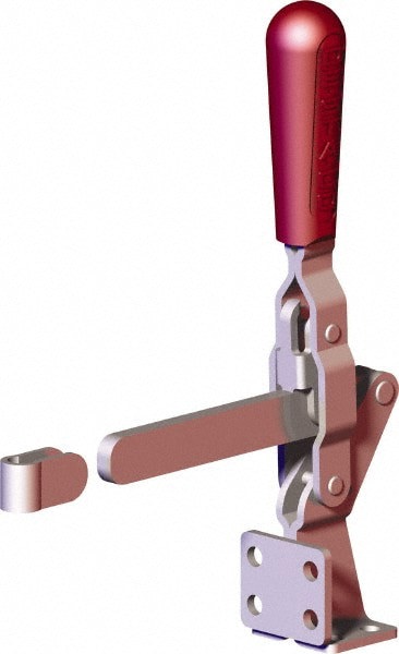 Manual Hold-Down Toggle Clamp: Vertical, 499.08 lb Capacity, Solid Bar, Flanged Base
