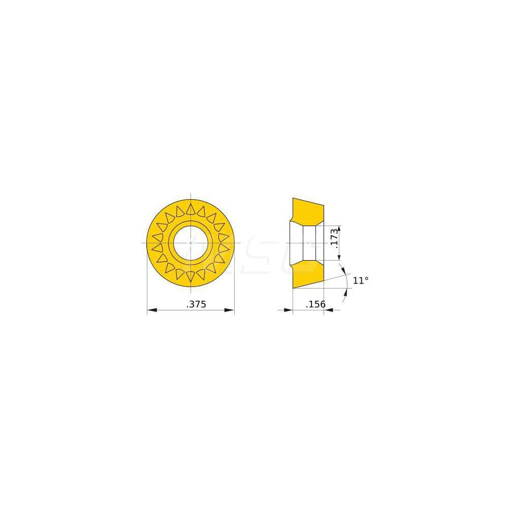 Milling Insert: ANSI RPMT09T300E-JS, ISO RPMT09T300E-JS, VP15TF, Solid Carbide