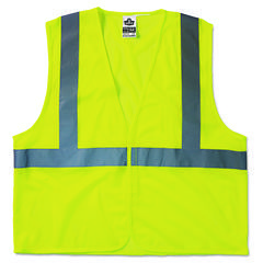 GloWear 8210HL Class 2 Economy Vest, Polyester Mesh, Hook Closure, Large to X-Large, Lime