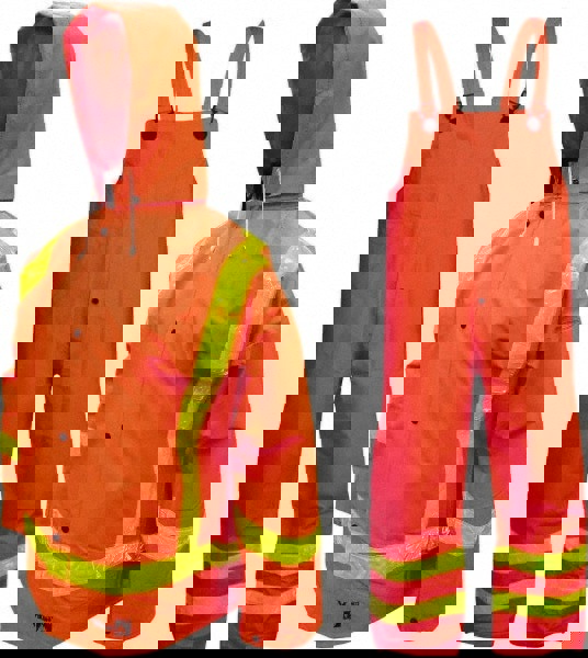 Suit with Pants: Size 2XL, CSA Z96-09 Class 1, Level FR, High-Visibility Orange, Polyester & PVC