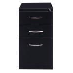 Mobile Pedestal: 3 Drawers, Steel, Black
