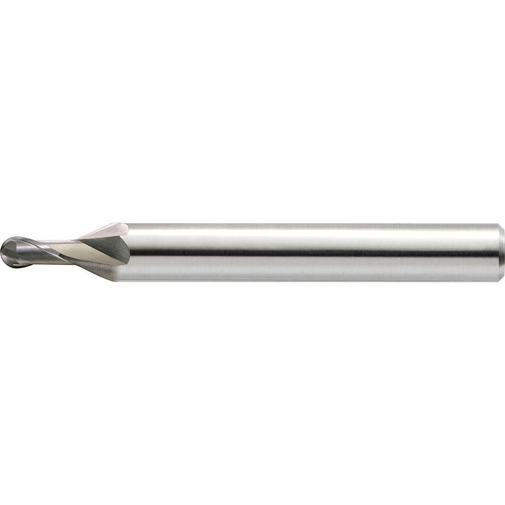 Ball End Mill: 0.80 mm Dia, 1.20 mm LOC, 2 Flute, Solid Carbide